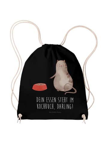 Mr. & Mrs. Panda Rucksackbeutel Katze Fressen mit Spruch in Schwarz