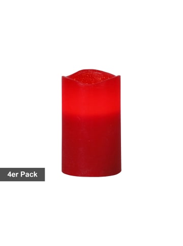 STAR Trading Kerzen-Set May, 4 Stück, Stumpenkerzen, Wachs, Rot, LED, Timer, Warmwe