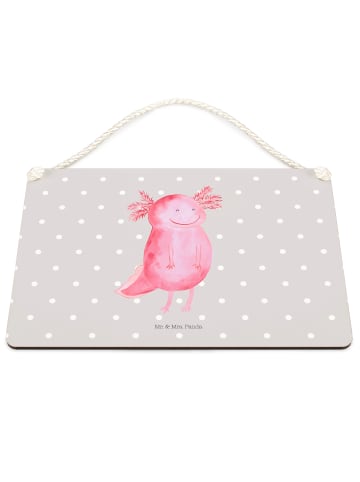 Mr. & Mrs. Panda Schild Axolotl Glücklich ohne Spruch in Grau Pastell