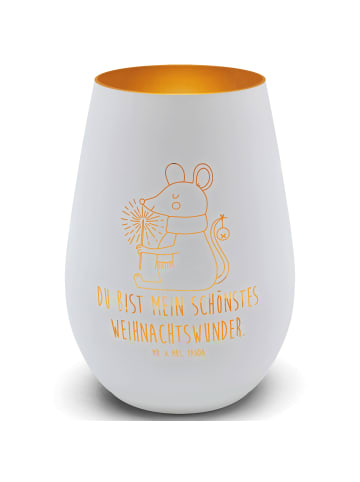 Mr. & Mrs. Panda Gold Windlicht Maus Weihnachten mit Spruch in Weiß