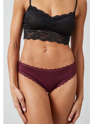 SNOCKS Tangas mit Spitze aus Bio-Baumwolle Mix (Mauve/Weinrot/Schwarz) 3 Stück