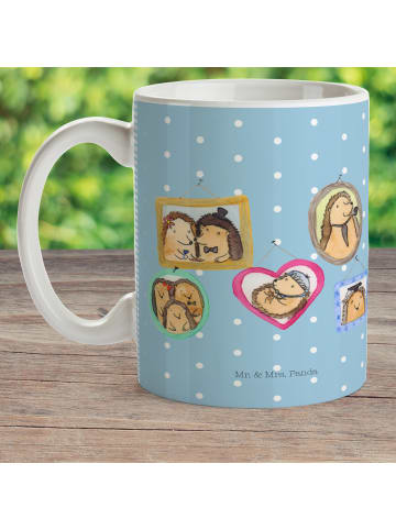 Mr. & Mrs. Panda Kaffeebecher Igel Familie ohne Spruch in Blau Pastell