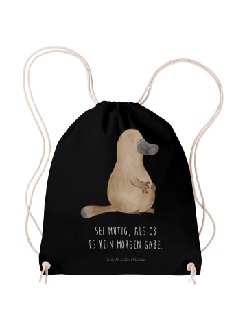Mr. & Mrs. Panda Stoffbeutel Schnabeltier Mut mit Spruch in Schwarz
