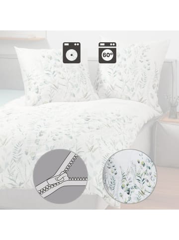 Janine Mako-Satin Bettwäsche in grün-natur