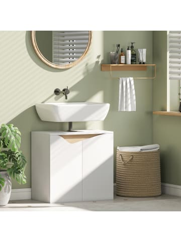 HOMCOM Waschbeckenunterschrank-60L x 35B x 57,9H cm-Weiß