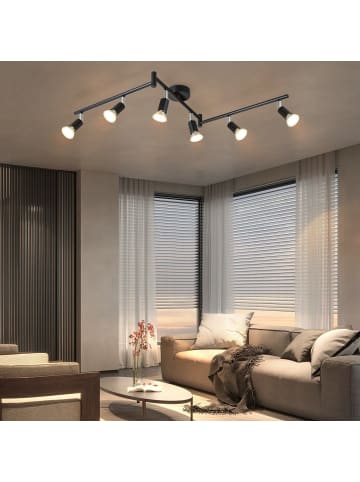 ZMH Deckenleuchte in schwarz 6-flammige GU10 schwenkbar Küchenlampe L 108 cm