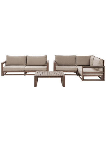 Beliani 3-tlg Sitzgruppe TIMOR in Braun/Grau/Beige