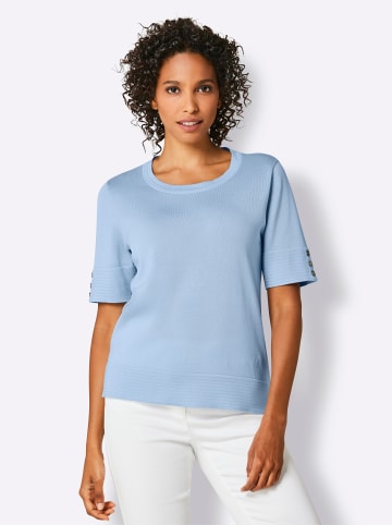 creation L Kurzarmpullover in eisblau