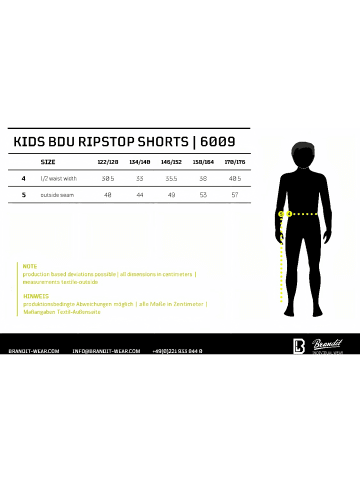 Brandit Kinder Short "Kids Bdu Ripstop Shorts" in Camouflage