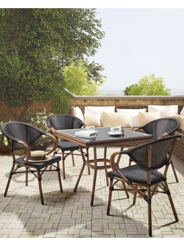 Beliani 4er-Set Gartenstuhl CASPRI in Schwarz/Braun