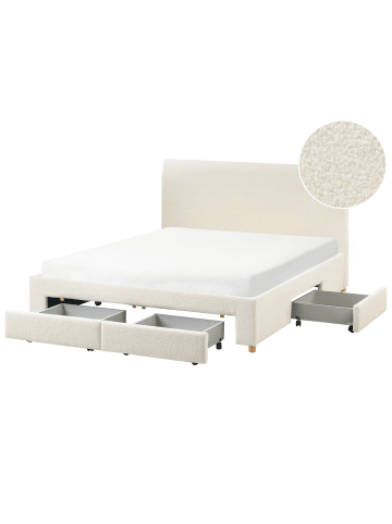 Beliani Doppelbett SOUTRIN in Weiß/Braun - (W) 171 x (H) 106 x (L) 218 cm