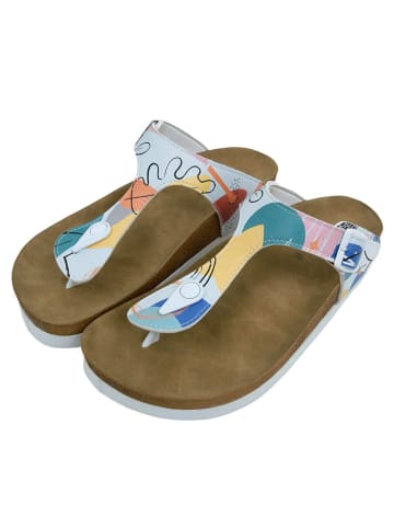 Dogo Lila Zehentrenner Sandalen - Abstract Leaves 41 in Blau