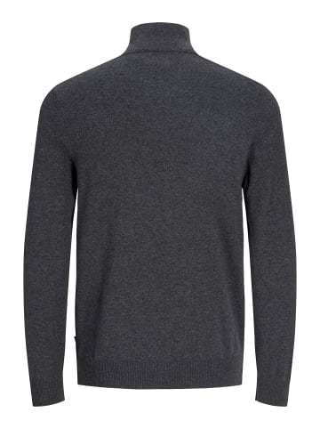 Jack & Jones Strickjacke mit Viertelreißverschluss in Dark Grey Melange