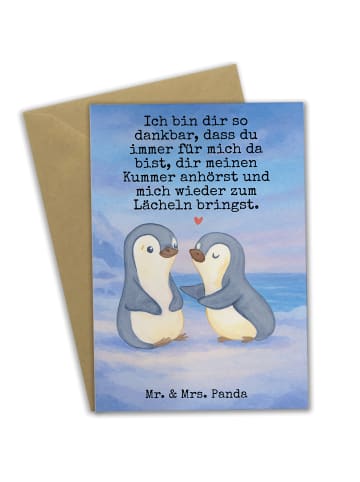 Mr. & Mrs. Panda Grußkarte Pinguine trösten Design mit Spruch in Weiß