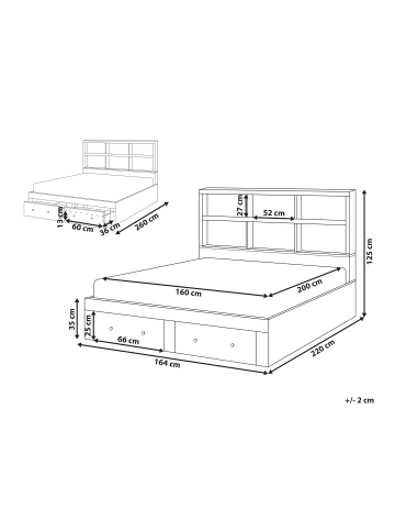 Beliani 4-tlg Doppelbett TARARE in Weiß