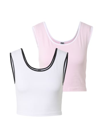 Urban Classics Cropped Tee in blushedrose/white+white/black