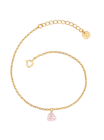 Armband Herz aus Sterling Silber mit Rosenquarz in gelbgold