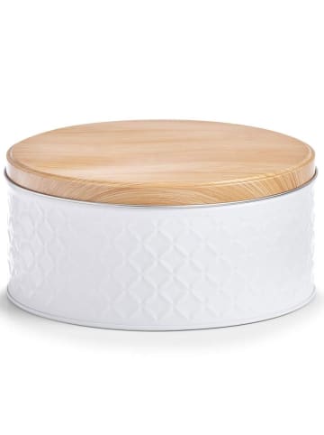 Zeller SCANDI Aufbewahrungsbehälter rund Bambus Deckel in Weiß, 20 x 9 x 20 cm