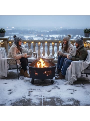 relaxdays Feuerschale in Schwarz - (H)62 x Ø 66 cm