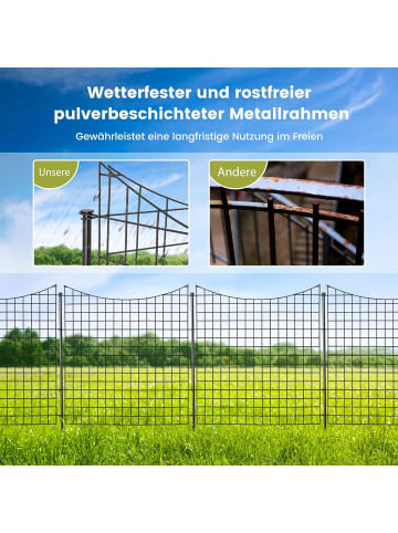 COSTWAY Gartenzaun 5 Elemente in Schwarz