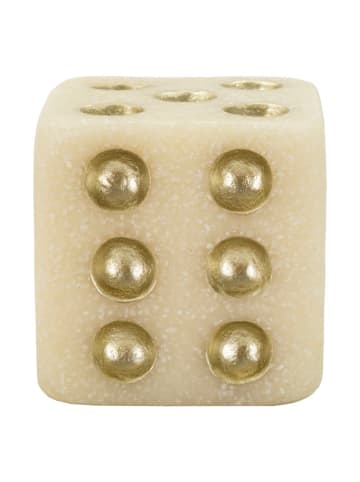 Mauro Ferretti Beige und goldene Harzwürfel, 8x8x8 cm