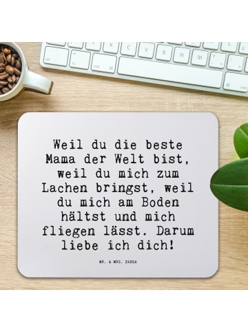 Mr. & Mrs. Panda Maus-Pad Weil du die beste... mit Spruch in Aquarellblau