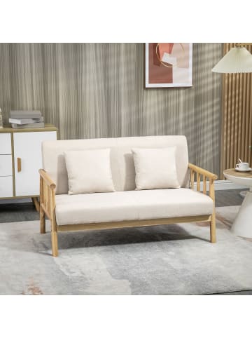 HOMCOM 2 Sitzer Sofa-123L x 69B x 74H cm-Beige