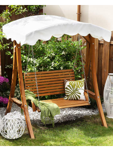 Beliani Gartenschaukel ANDRIA in Braun/Beige - (W) 164 x (H) 188 x (L) 128 cm