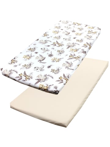 TupTam Baby Kinder Spannbettlaken 2er Pack in beige/weiß