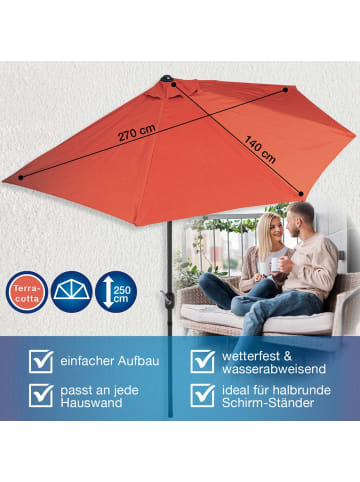 EASYmaxx Sonnenschirm halbrund 270x140cm terracotta UV-Schutz  Orange