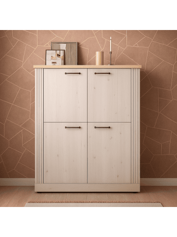 CALICOSY Sideboard COUNTRY in Weiß - (W) 118 x (H) 160 x (L) 44 cm