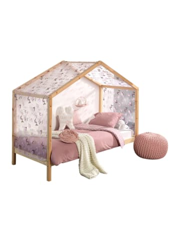 58 aufm Kessel HAUSBETT mit Textilhimmel Kapua 210x170x97 aus Massivholz in Natur