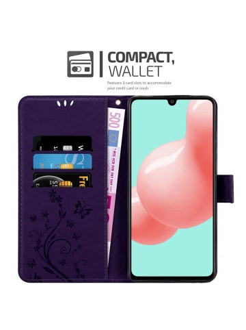 cadorabo Hülle für Samsung Galaxy A41 Blumen Design in FLORAL DUNKEL LILA