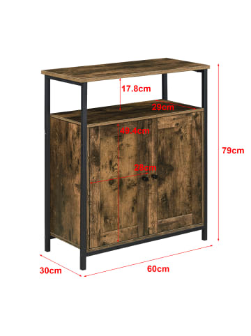 en.casa Beistellschrank Aremark in Braun (H)79cm (B)60cm (T)30cm