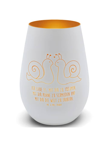 Mr. & Mrs. Panda Teelichthalter Glas Schnecken Liebe mit Spruch in Weiß