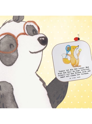 Mr. & Mrs. Panda Glasuntersetzer Tennis Lebensweisheit mit Spruch in Weiß
