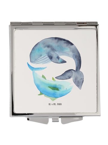 Mr. & Mrs. Panda Handtaschenspiegel quadratisch Walfisch Thunfis... in Weiß