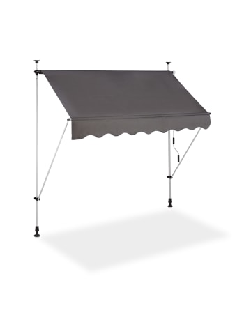 relaxdays Klemmmarkise in Grau - (B)200 x (L)120 cm