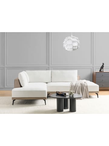 Beliani 5-tlg Ecksofa MYKEN in Weiß/Schwarz/Beige rechtsseitig