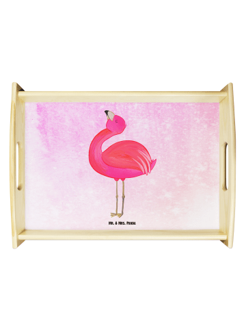 Mr. & Mrs. Panda Serviertablett Flamingo Stolz ohne Spruch in Aquarell Pink