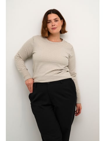 KAFFE curve Strickpullover KCnalia Regular fit in Chalk/grey melange stripe