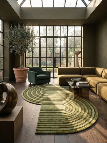 KADIMA DESIGN Teppich Wolle Handgetuftet LEVEN Geometrisch Wohnzimmer Modern in Olivegrün