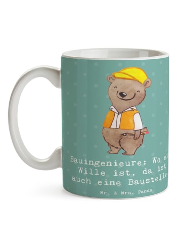 Mr. & Mrs. Panda Mug Bauingenieur Wille mit Spruch in Meeresbrise