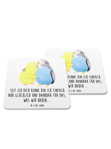 Mr. & Mrs. Panda Untersetzer für Gläser Wellensittich Liebe mit ... in Weiß