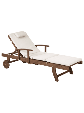 Beliani 2-tlg Gartenliege AMANTEA PREMIUM in Braun/Beige
