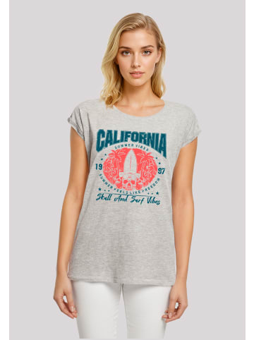 F4NT4STIC Extended Shoulder T-Shirt California skull summer vibes in grau meliert