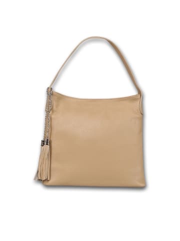 Toscanto Leder Schultertasche Toscanto Tasche taupe, beige ca. 40cm
