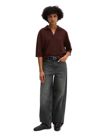 Marc O'Polo Strick-Poloshirt loose in Black Cherry
