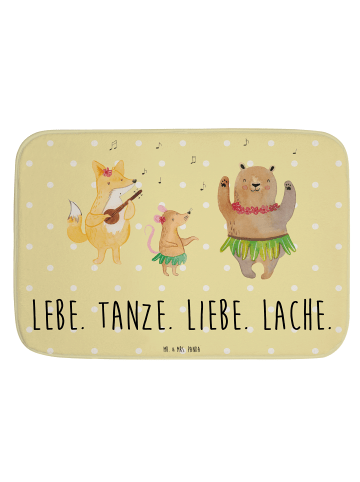 Mr. & Mrs. Panda Badematte Waldtiere Aloha mit Spruch in Gelb Pastell