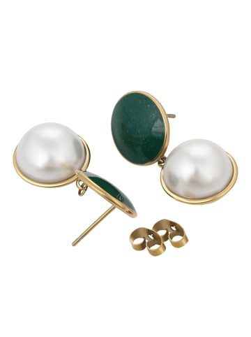 faina Women Earrings in Gold White Green